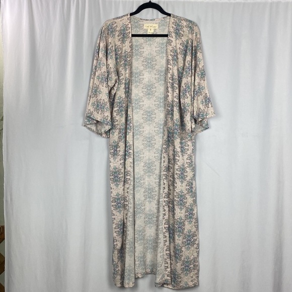 ANTHROPOLOGIE LOST IN LUNAR Multicoloured Floral Robe Kimono Maxi - Size Small - Picture 4 of 13